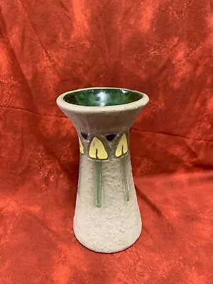 Roseville Pottery Mostique Gray Arts And Crafts Yellow Flower Vase 164-8 C.1916 • $135