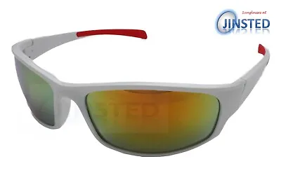 Mirrored Running Cycling Sunglasses Tinted Wrap Around Sports White Frame AS033 • £6.99