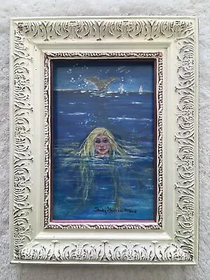 Original Watercolor Of Caribbean Mermaid Signed Framed 6.5”x 8.5” • $58