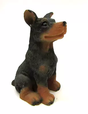 Vintage 1990's Doberman Pup Sitting Puppy Dog Small 3  Resin Figurine • $15