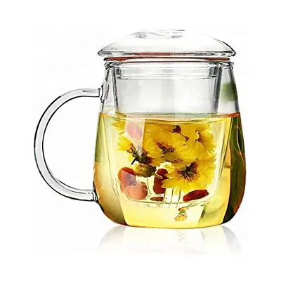Glass Tea Mug Cup Kits With Tea Infuser Heat Resistant 500 Ml Great Gift Idea • $24.95