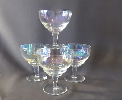 4 Quality Vintage Iridescent Champagne / Cocktail Coupe Drinking Glasses • £35