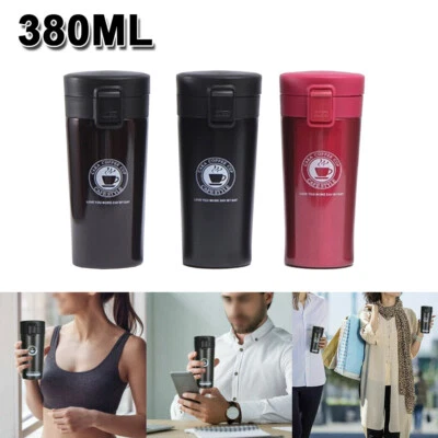 $19.59 • Buy 380ML Travel Coffee Mug Stainless Steel Thermos Tumbler Cup Thermal Vacuum Flask