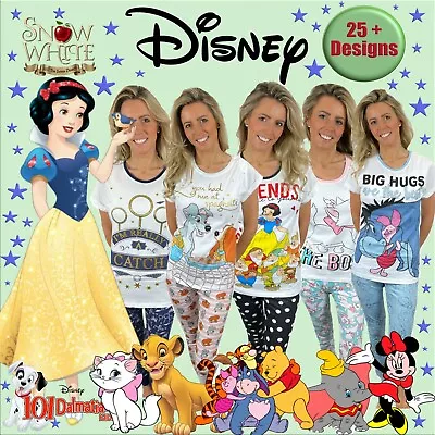 Womens Pyjamas Set Disney Pjs Gifts For Her Ladies Pyjamas Short Sleeve Cotton • £13.99