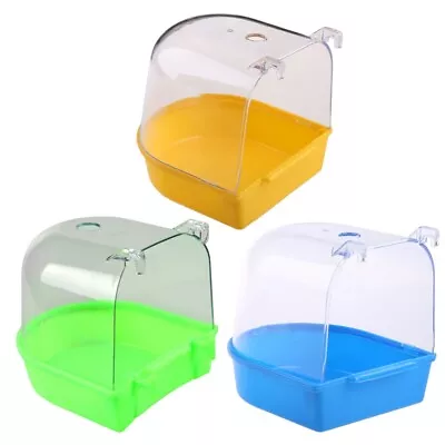 Pet Bird Bath Box Parrot Bathing Tub Cage Accessories For Parakeet Canary Conure • £7.61