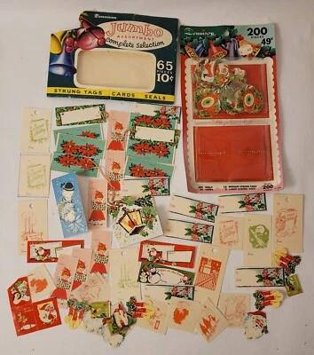 HUGE Lot Of Vintage Christmas Gift Tags Seals Gummed Stickers 1950s MCM Mid Cent • $65