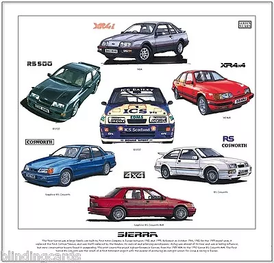 £5.75 • Buy FORD SIERRA - Fine Art Print - Sapphire RS Cosworth XR4x4 XR4i RS500 Illustrated