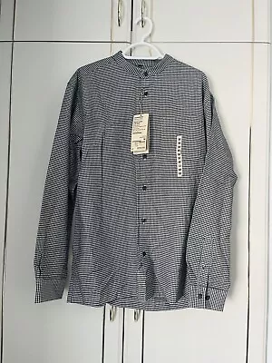 Muji Mens Washed Oxford Strand Collar L/S Cotton Shirt Size Medium New • £16.99