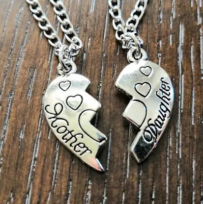 925 Sterling Silver Charm New Fashion Love Heart Mother & Daughter Necklace 2pcs • $15.74