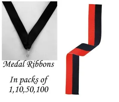 Black And Red Medal Ribbons With Clip Woven In Packs Of 11050100 • £3.32