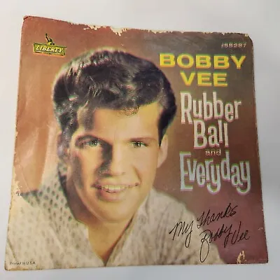 BOBBY VEE Signed 45 RPM Vintage Picture Sleeve ONLY 'Rubber Ball' & 'Everyday' • $7.99