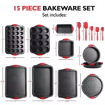  Nonstick Carbon Steel Bakeware Set - 15-Piece Baking Tray Set • $95