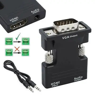 £4.84 • Buy 1080P HDMI Female To VGA Male With Audio Output Cable Converter Adapter Lead UK