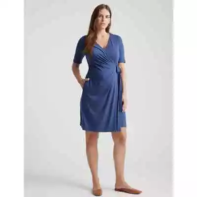 QUINCE Dark Olive Tencel Jersey Maternity & Nursing Wrap Dress NWT Size XL • $45