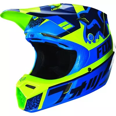 Fox Racing Divizion Youth V3 Motocross Motorcycle Helmet - Blue/Green / Small • $99.95