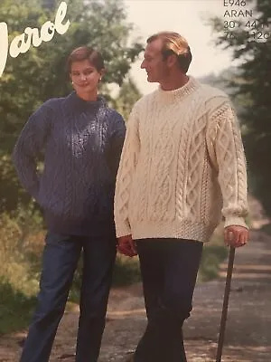 Adult Knitting Pattern  Aran Sweaters 30 - 44”/ 76 - 112cm Jarol E946 • £1.95