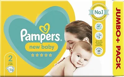 Pampers New Baby Nappies Size 2 (4-8 Kg / 9-18 Lbs) New Baby 76 Count • £13.99