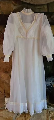 Vintage Wedding Dress Victorian Look High Neck Cottagecore Cream Lace • $59.99