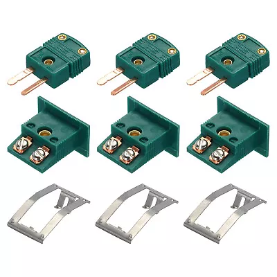 R/S Type Thermocouple Connectors Male Plug With Panel Socket Dark Green 2 Set • $12.69