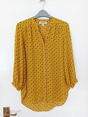 Gerard Ladies Mustard Spotty Polka Dot Button Down Blouse Top Size 10 • £4