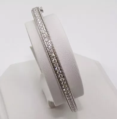 Penny Preville 18K White Gold Diamond Engraved Bangle Bracelet B7016W LNC2 • $3999.99