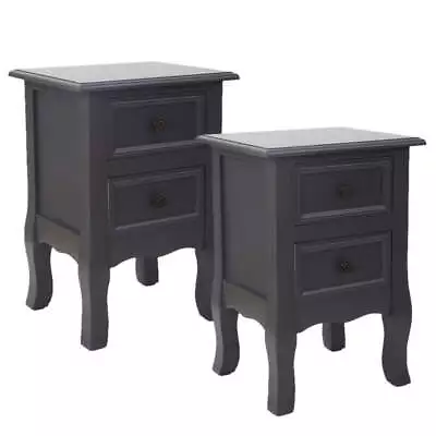 Pair French Style Bedside Side End Lamp Tables Nightstand Grey • $298.95