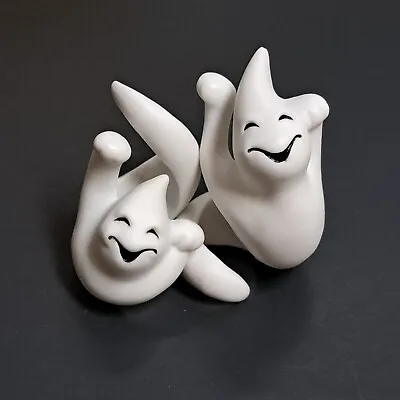 2 Retired Partylite Halloween Ghosts P7026 Taper Candle Ornaments Huggers  • $33.62