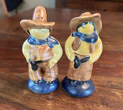 Vintage Stangl Pottery Western Cowboy And Cowgirl Salt And Pepper Shakers Rare • $174.99