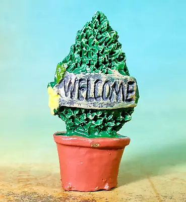 Fairy Garden Figurine Topiary Tree Pot Welcome Sign Woodland Cottage Dollhouse • $10.97