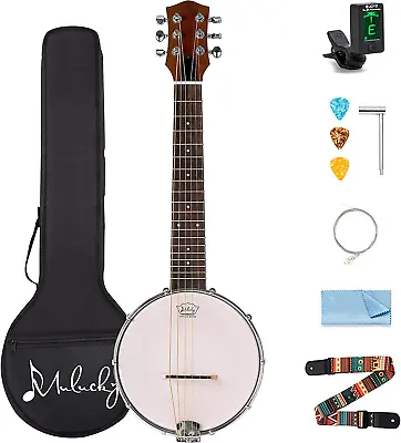 6 String Banjo Banjo Guitar Concert Size 26 Inch Mini Banjitar Closed Solid Wo • $142.99