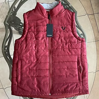 TRUE RELIGION Puffer Vest Full Zip Red Dahlia . NWT $149 Retail Men's Size M • $50