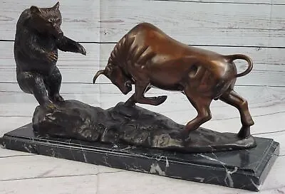 Wall Street Bronze Bull And Bear Fight Statue Sculpture Figure Hot Cast Art Gift • $579