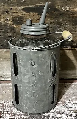 DANDY Galvanized Metal Kerosene Oil Glass Container & Can Handle • $54.40