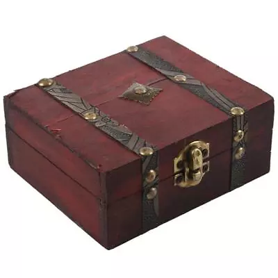 Wooden Vintage Lock Treasure Chest Jewelery Storage Box Case Organiser 9644 • $8.38