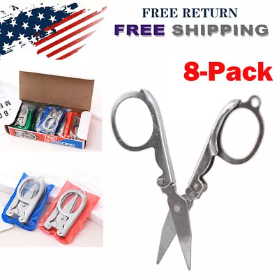 8 Pcs Mini Handy Folding Scissors Stainless Steel Travel Pocket Multi User NEW • $11.95