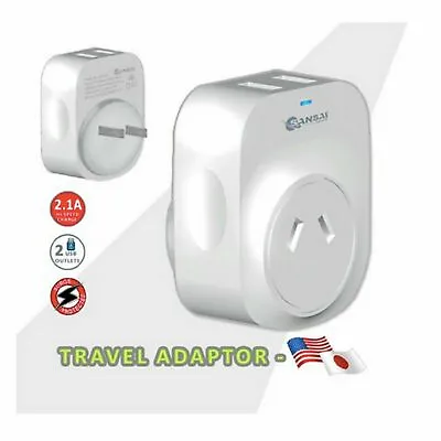 $54.95 • Buy Travel Adapter 2 USB Outlets Power Socket To Plug Australia To Japan USA Canada