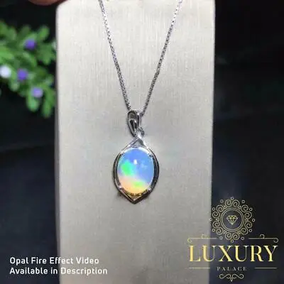 Natural Australian Fire Opal Solid 925 Sterling Silver Necklace With Pendant • $40.99