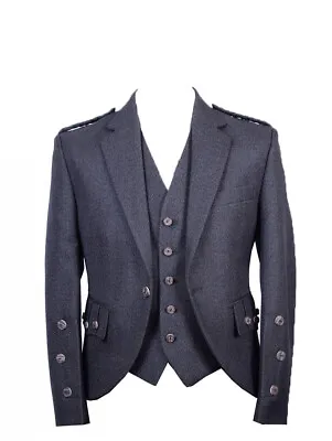 £94.80 • Buy Light Grey Argyle Tweed Kilt Jacket With Waistcoat ExHire