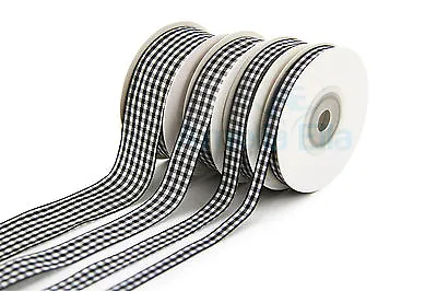 10m Reel GINGHAM Ribbon - 6mm 10mm 15mm & 25mm Widths - Various Colours • £3.04