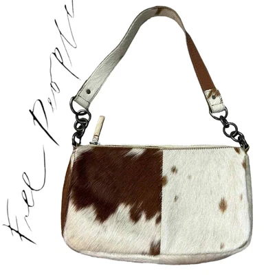 £46.41 • Buy Free People Boho Southwestern Cow-hair Cow Print Brown Cream Small Shoulder Bag