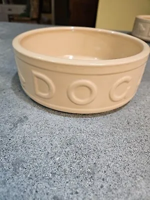 MASON CASH PET  DOG  Food Or Water Bowl Tan Pottery Embossed 8 1/4  X 3  EUC Ea • $17.99