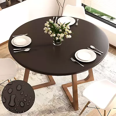 Vinyl Fitted Tablecloth With Elastic Edge Waterproof Round Table Cover 40 -44  • $17.99