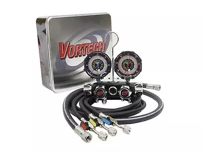 CPS Vortech MV4H4P5EZ4 Valve Manifold R-134A 22 404A 410A 3 1/8 1.0% Gauges • $374.98