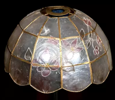 Vintage Capiz Pink Gold Light Shade Ceiling Shell Pendant Mid Century Art Deco • £24.99