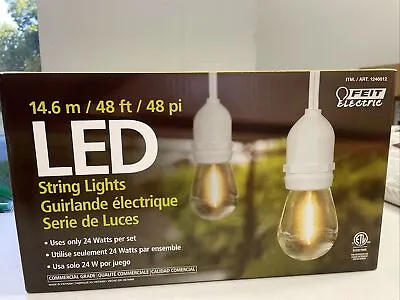 $44.50 • Buy Feit Electric Outdoor Indoor All Weather String Light Set 48ft 24 LED Bulb White