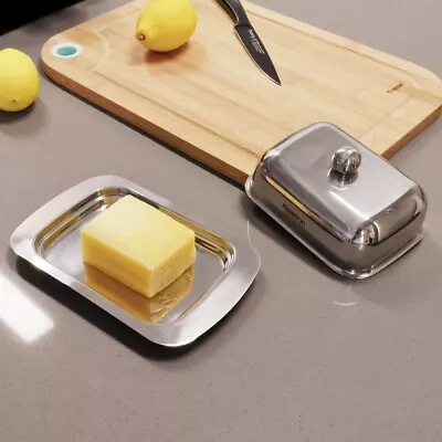 Stainless Steel Butter Dish With Lid Kitchen Dinnerware • $17.25