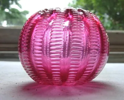 Stunning Victorian Cranberry Glass Match Striker Ribbed Bowl Small 5.5x7 Cms • $80.82