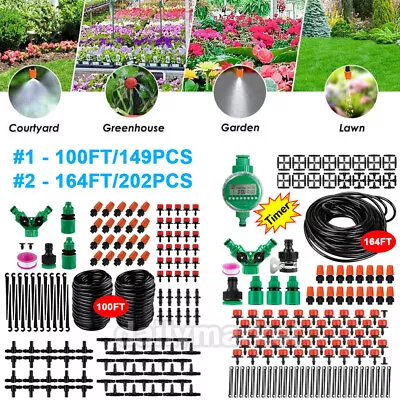 Micro Drip Irrigation System Garden Plant Self Watering Hose + Sprinkler Kit • $19.99