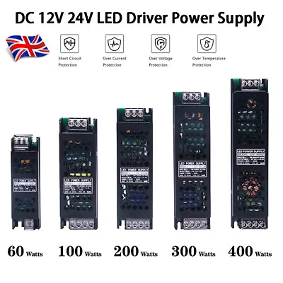 AC 110-240V To DC 12V 24V 60-400W Transformer Switch Power Supply LED Converter • £9.10