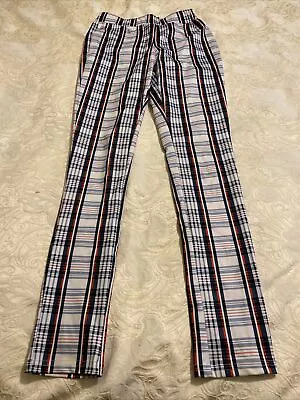 Ladies Zaful Trousers Size Small Blue Black Red And White Checked￼ • £1